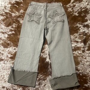 Stylish Green Star Patch Women Jeans